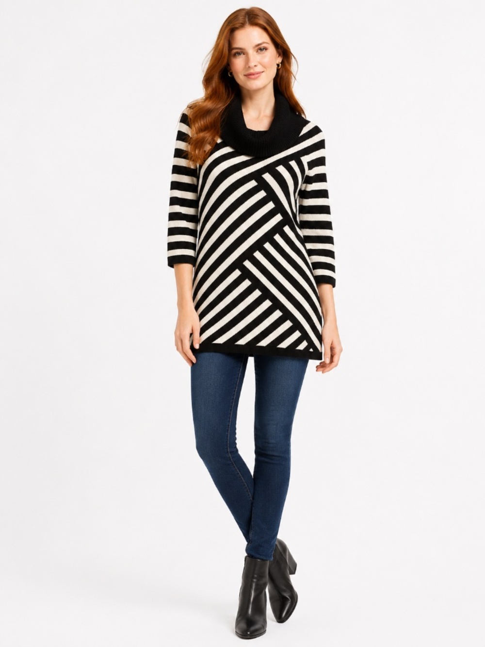 White House Black Market XS Striped Cowl Neck Sweater
